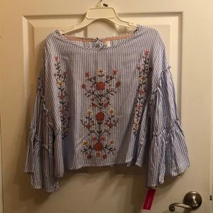 Xhilaration Striped Floral Blouse
